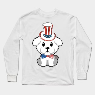 Funny furry dog is wearing uncle sam hat Long Sleeve T-Shirt